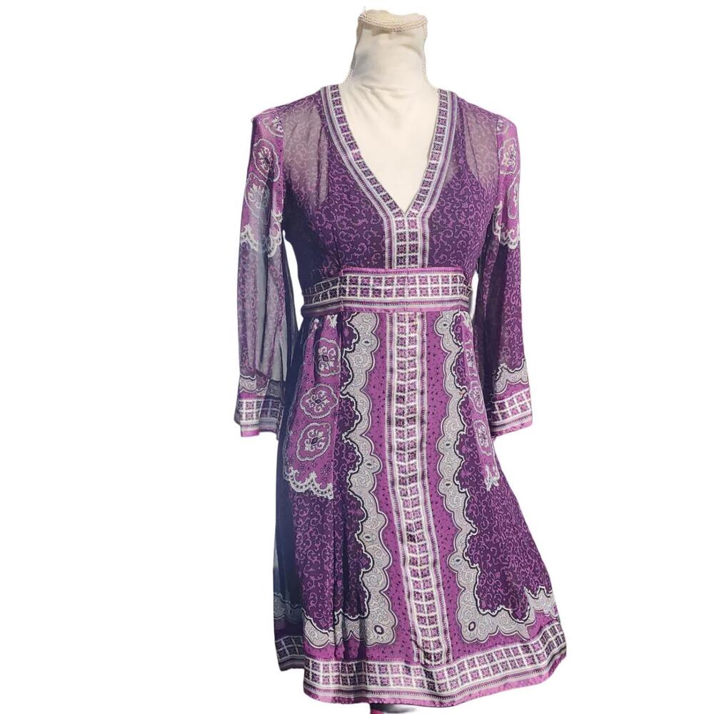 INC International Concepts | Y2K, Silk V-Neck Empire Waist Knee Length Dress | 2
